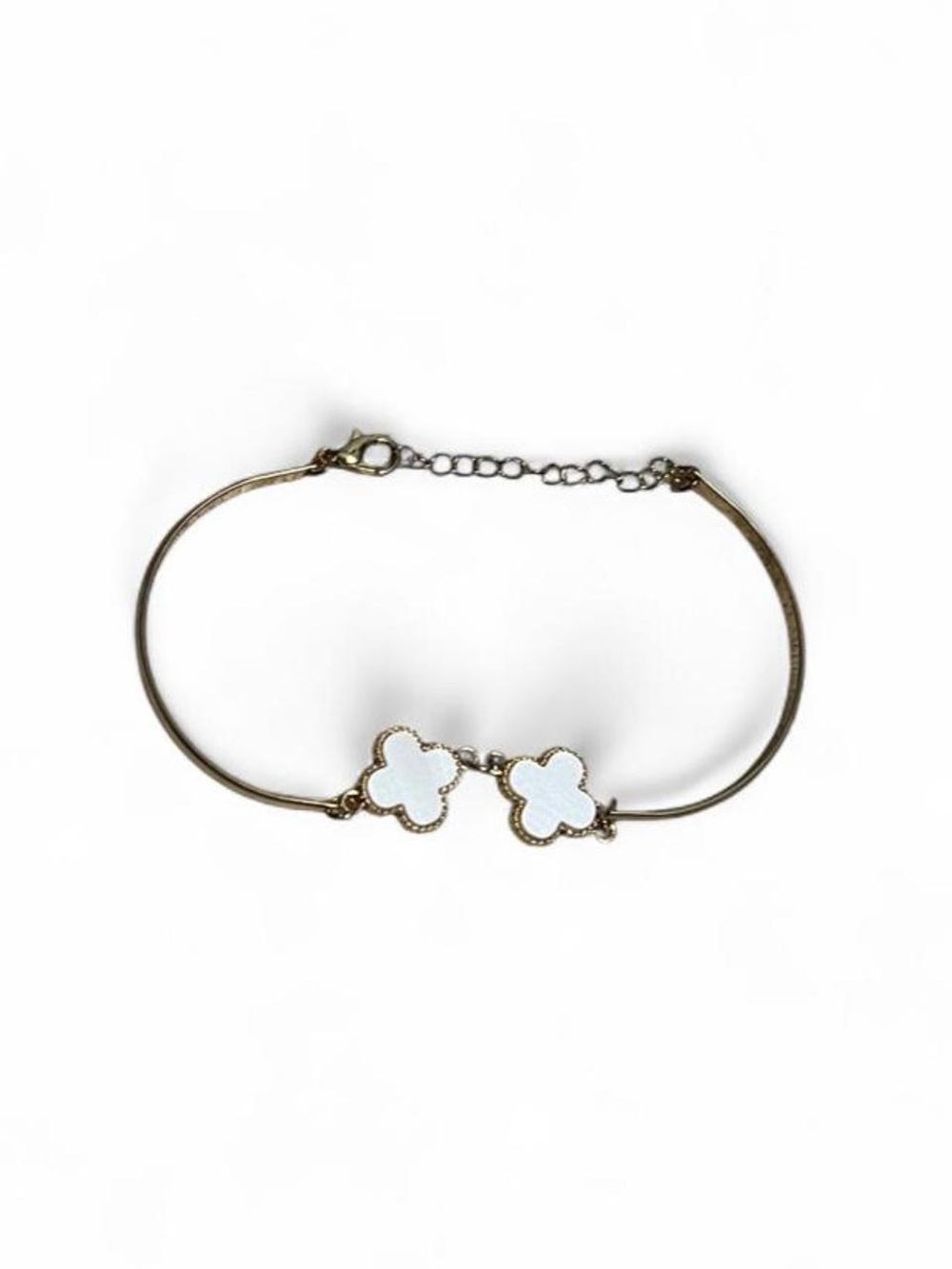 Gold-Tone Bracelet with White Clover Charms